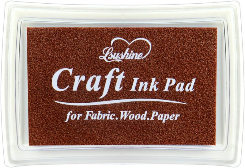 Lsushine Craft Ink Pad for Rubber Stamps, Paper, Wooden, Fabric, Scrapbooking, Non-Toxic Finger Ink Pads for Kids (Brown) - Image 1